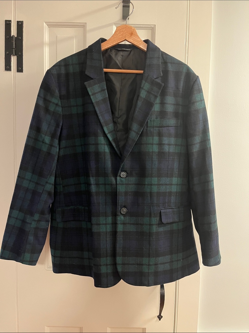 Kirrin Finch green blue plaid wool single breasted blazer